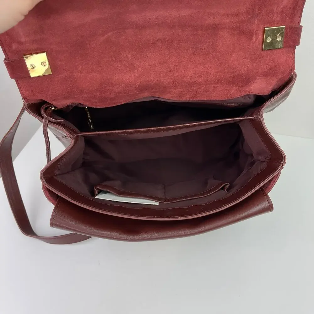 Marc Jacobs Bordo Handbag Leather Italy Satchel Suede Brown Burgundy ITALY
